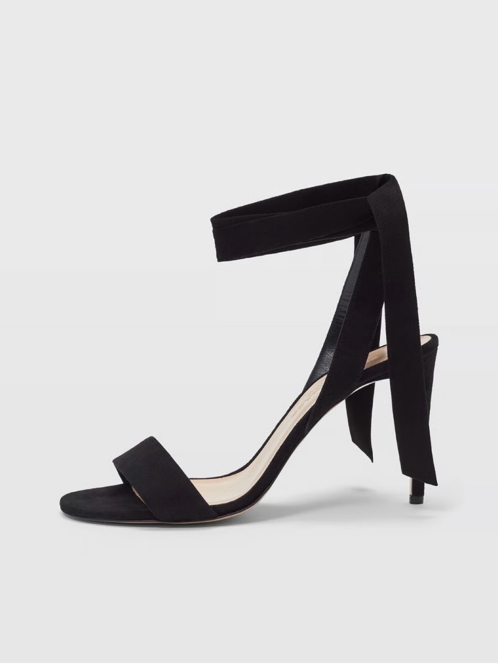 Club Monaco Black Suede Corla Tie Ankle Stiletto Heeled Sandals Size 8